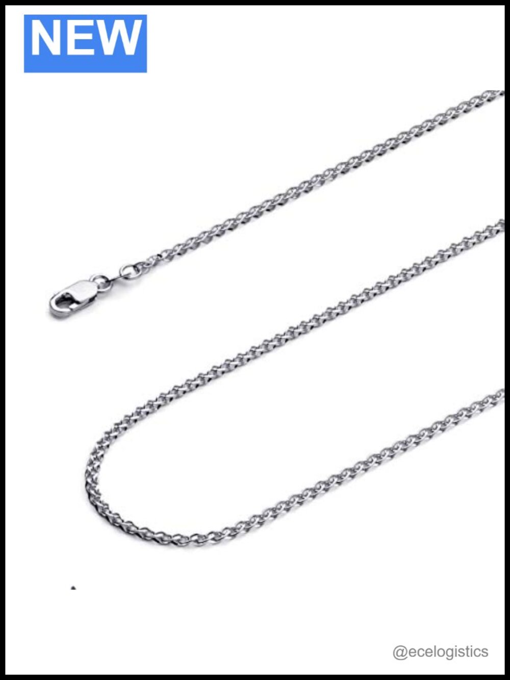 14k Real Gold 1.5mm Flat Open Wheat Chain Necklace Lobster Claw 20"